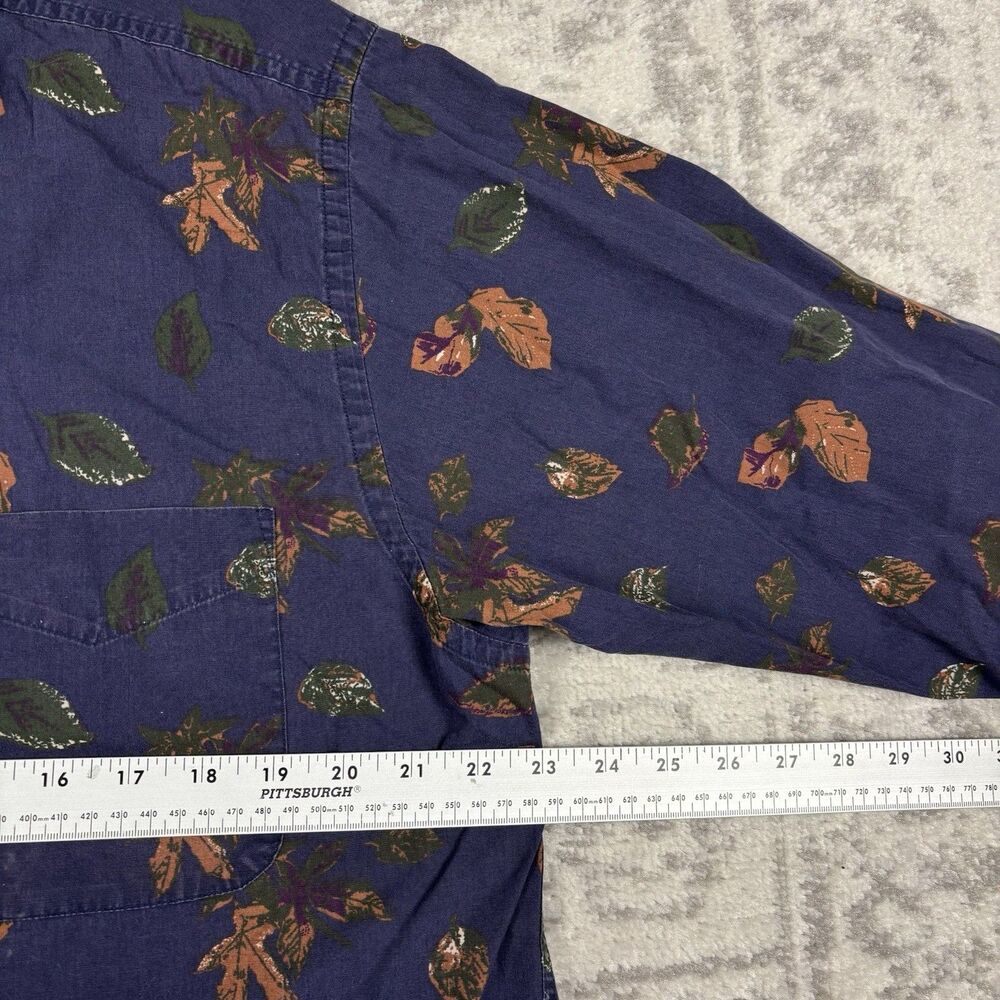 Van Heusen 417 Shirt Button Mens Over Easy Fall Leaf Print Size Medium - Picture 5 of 5